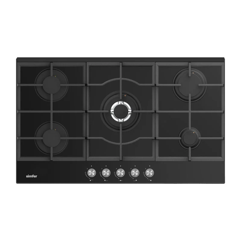 Simfer Simfer H9.505.JGSSP 90 cm Built-in Gas Hob Glass Black | MAO1-9505JGSSP - Home & Kitchen - Lebanon