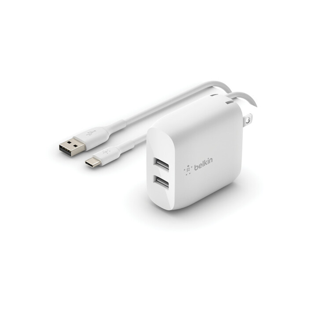 Belkin Belkin Boost Charge 24W Dual USB Type-A Wall Charger with USB Type-C Cable | WCE001DQ1MWH - Phones & Wearables - Lebanon