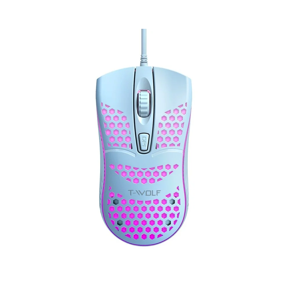T-Wolf T-WOLF V15 Hollow Honeycomb RGB Gaming Mouse - Blue - Computers & Tech - Lebanon