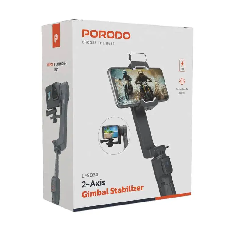 Porodo Porodo 2-Axis Gimbal Stabilizer | PD-LFST034-BK - TV, Cameras & Photography - Lebanon
