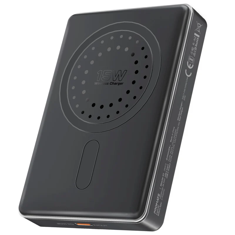 Promate Promate Ultra-Compact Aluminum Crafted MagSafe Compatible Wireless Charging PowerBank - Black | Blade-10.BLACK - Other - Lebanon
