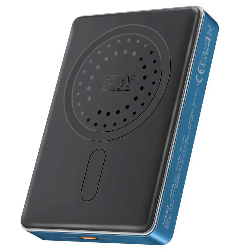 Promate Promate Ultra-Compact Aluminum Crafted MagSafe Compatible Wireless Charging PowerBank - Blue | Blade-10.BLUE - Computers & Tech - Lebanon