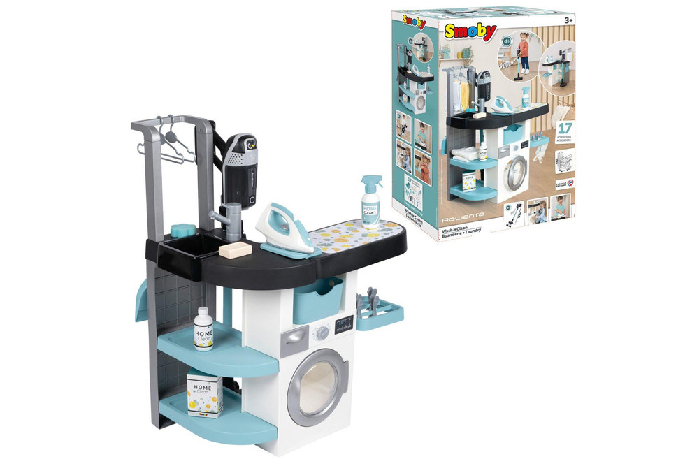 Smoby Smoby Rowenta 3-in-1 Laundry Playset with Iron & Stick Vacuum Cleaner | 330320 - Home & Kitchen - Lebanon