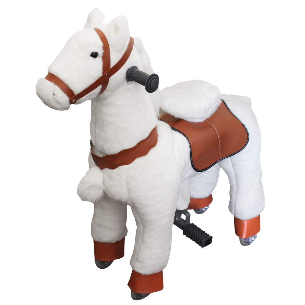 Ride-On Pony Horse Toy with Wheels - Size S White Plush | PF2020-1C - Toys & Games - Lebanon