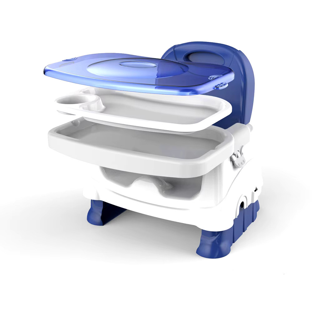 Baby Dining Chair with Tray - Adjustable Foldable Design, Blue | 3689-C - Home & Kitchen - Lebanon