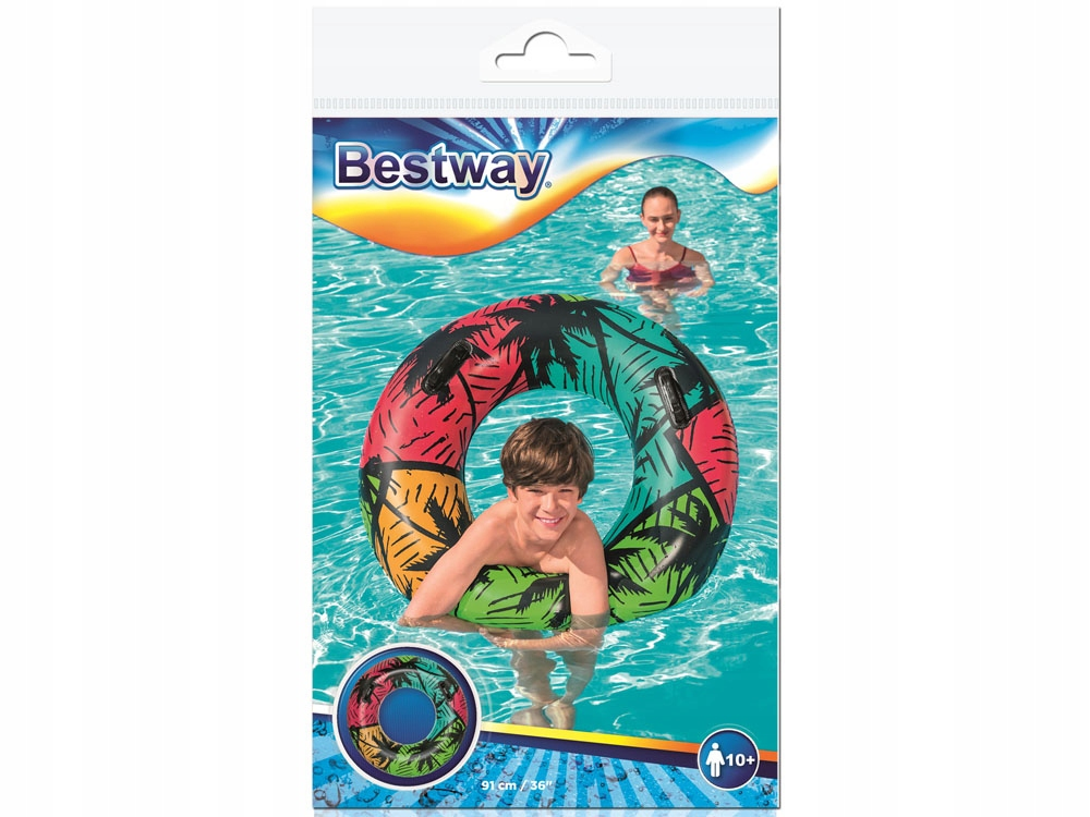 Bestway Bestway Inflatable Neon Tropic Swim Ring - Palm Paradise | P-36350 - Sports & Outdoors - Lebanon