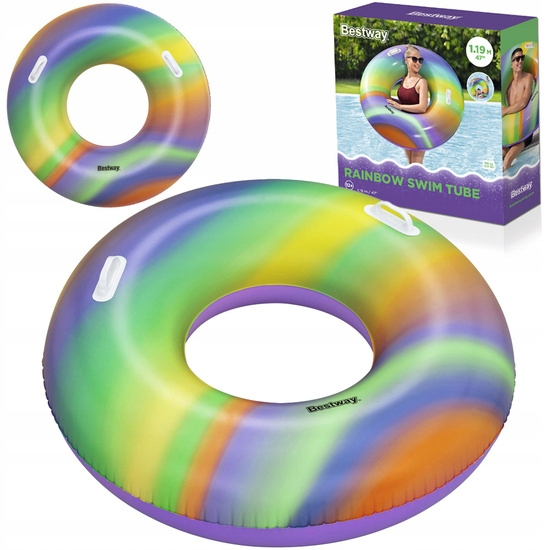 Bestway Bestway Inflatable Rainbow Swim Ring - 91 cm | P-36352 - Sports & Outdoors - Lebanon