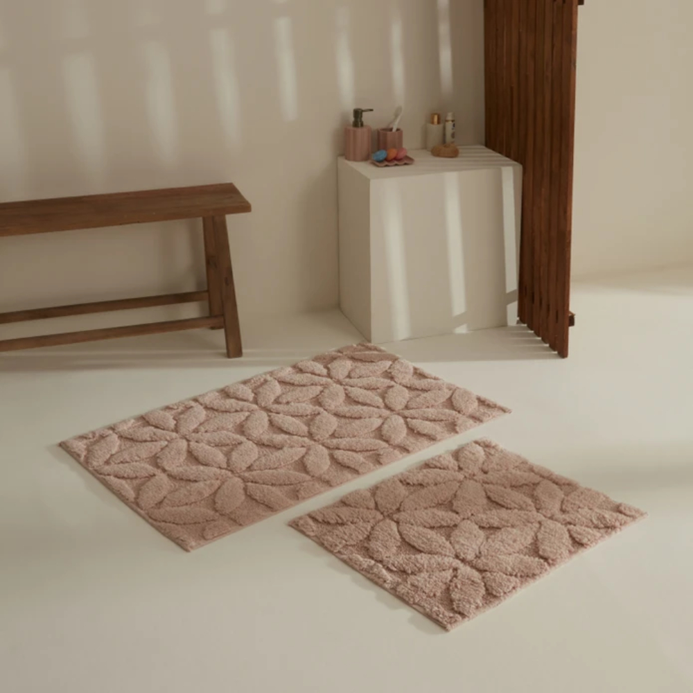Karaca Karaca Home Berlin 2Pcs Bath Mat Powder | 8680214393956 - Home & Kitchen - Lebanon