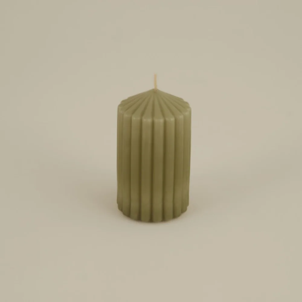 Karaca Karaca Home Stripped Pillar Candle [Green] | 8680214388617 - Home & Kitchen - Lebanon