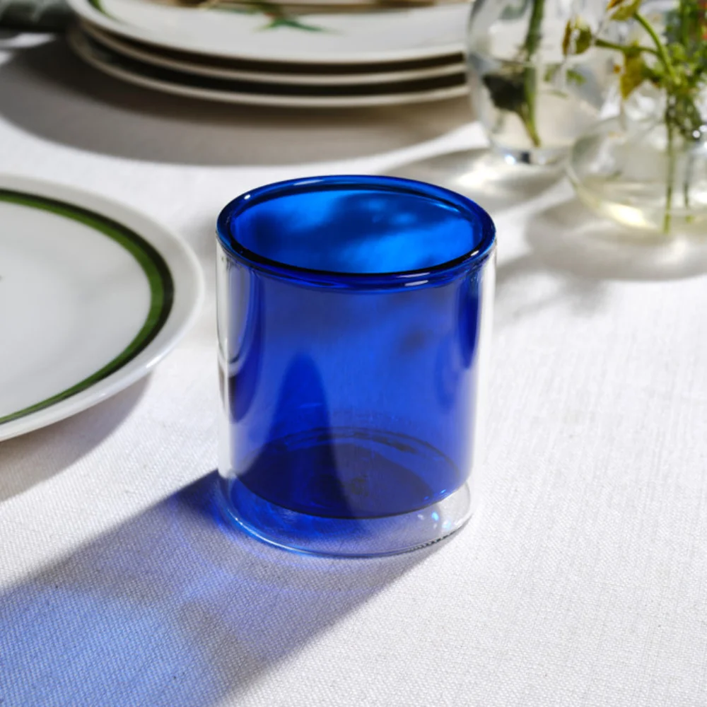 Karaca Karaca Pia Glass Water Glass, 280ML [Blue] | 153.03.08.4476 - Home & Kitchen - Lebanon