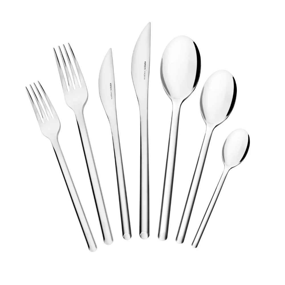Karaca Karaca Premium Kendo Platinum 84Pcs Cutlery Set For 12 Person | 153.03.08.4582 - Home & Kitchen - Lebanon