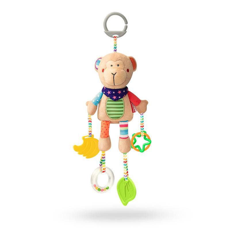 Hanging Plush Monkey Baby Toy with Teether and Rattle | 688M-49 - Toys & Games - Lebanon