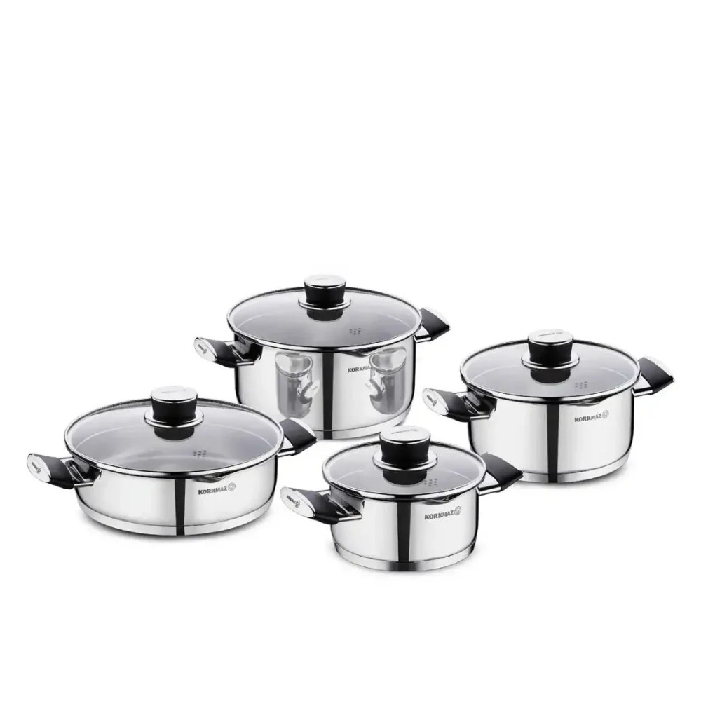 Korkmaz Korkmaz Pera — 8 Piece Stainless Steel Cookware Set | A2087 - Home & Kitchen - Lebanon