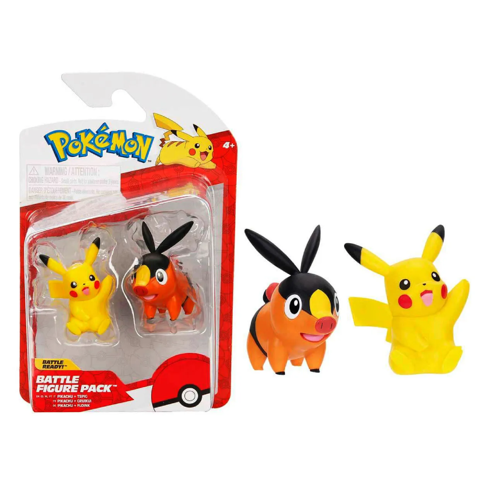 Pokemon Pokemon Battle Figure Pack - Pikachu & Tepig Official Detailed Figures 5 cm Each | PKW4067 - Toys & Games - Lebanon