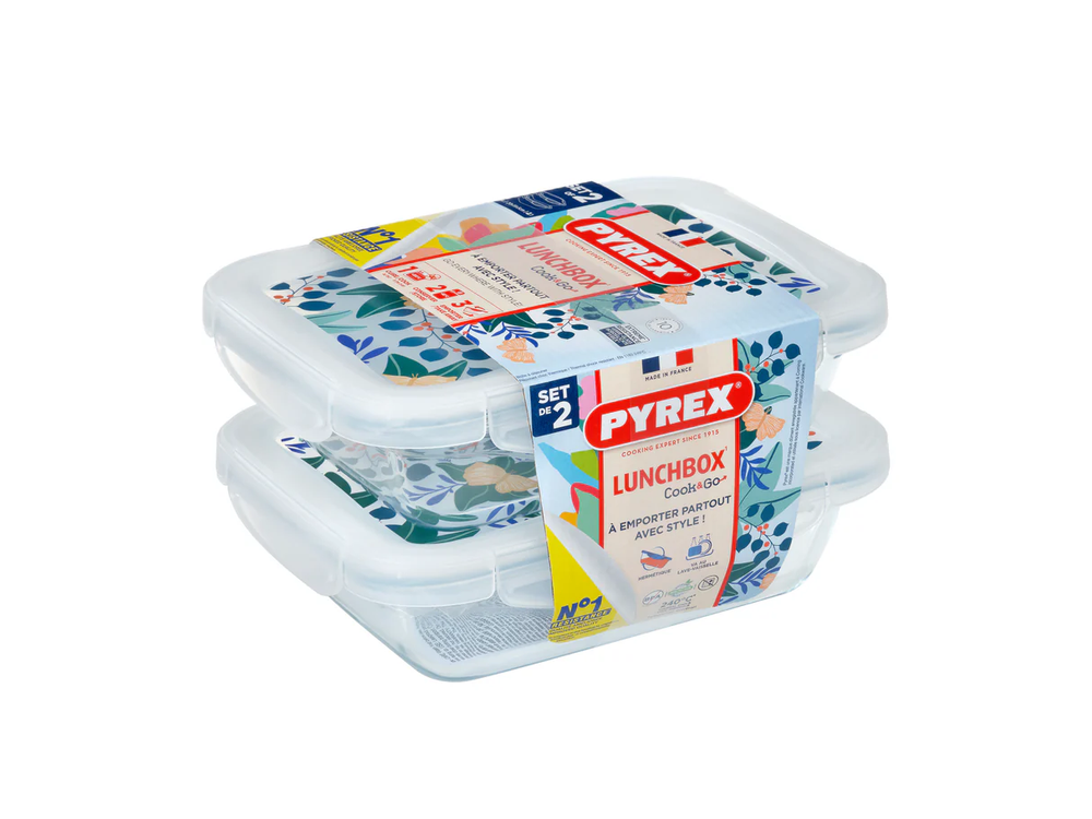 Pyrex PYREX Set of 2 Rectangular Dishes with Lid - Cook & Go | 913S678 - Home & Kitchen - Lebanon