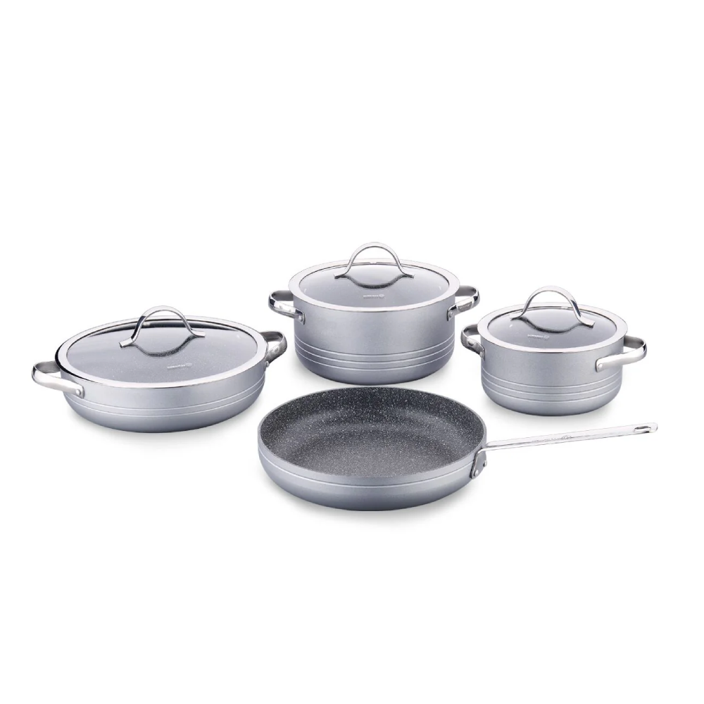 Korkmaz Korkmaz Linea 7 pcs Cookware Set Anthracite | A2619-5 - Home & Kitchen - Lebanon