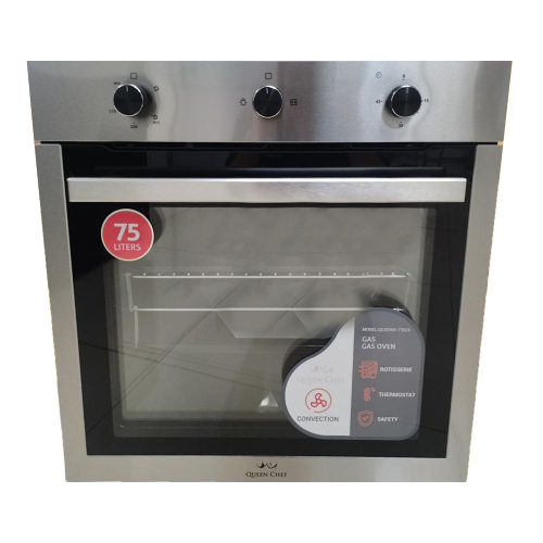 Queen Chef Queen Chef LED Built-in Gas Oven 90cm Convection Top & Bottom Burners Full Black | OAF-9037 B - Home & Kitchen - Lebanon
