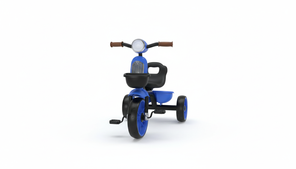 undefined Blue Kids Tricycle with Front Headlight & Rear Bucket | 623 - Toys & Games - Lebanon