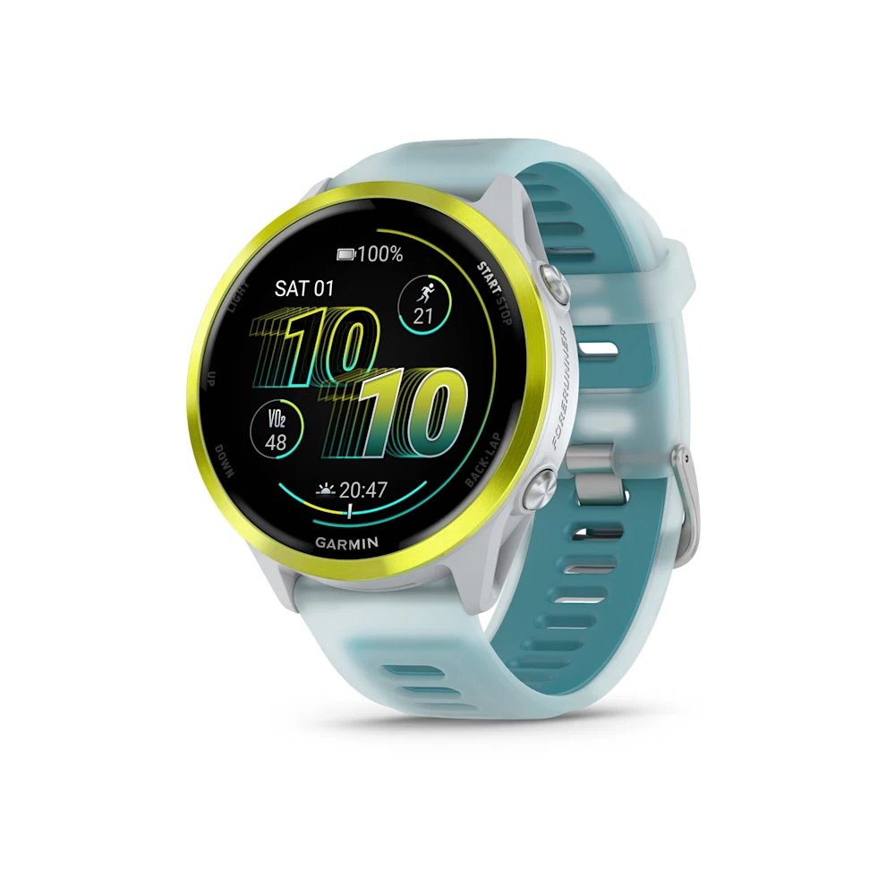 Garmin Garmin Forerunner 570 Smart Watch - 47mm Amp Yellow Aluminium with Translucent Whitestone/Turquoise Band | 010-02971-01 - Phones & Wearables - Lebanon
