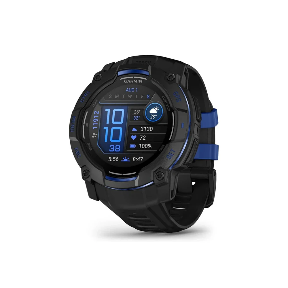 Garmin Garmin Instinct 3 Smart Watch – 50 mm, AMOLED - Black with Black/Bolt Blue Band | 010-03020-03 - Phones & Wearables - Lebanon