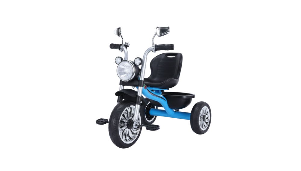 undefined Blue Kids Tricycle with Headlight & Backrest | YBK-02 - Toys & Games - Lebanon