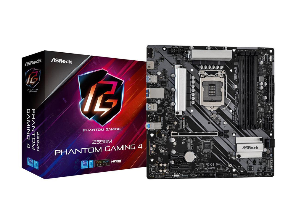 ASRock ASRock LGA 1200 Intel Z590 SATA 6Gb/s Micro ATX Intel Motherboard | Z590M Phantom Gaming 4 - Computers & Tech - Lebanon