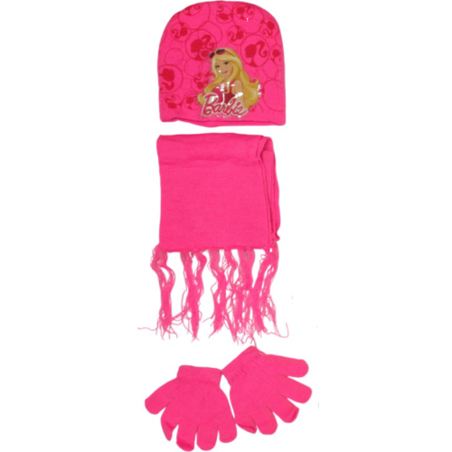 Kids’ Winter Hat, Scarf & Gloves Set with Barbie Print - Fuchsia | AL1887/F - Toys & Games - Lebanon