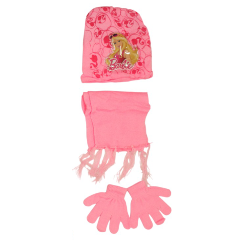 Kids’ Winter Hat, Scarf & Gloves Set with Barbie Print - Pink | AL1887/P - Toys & Games - Lebanon