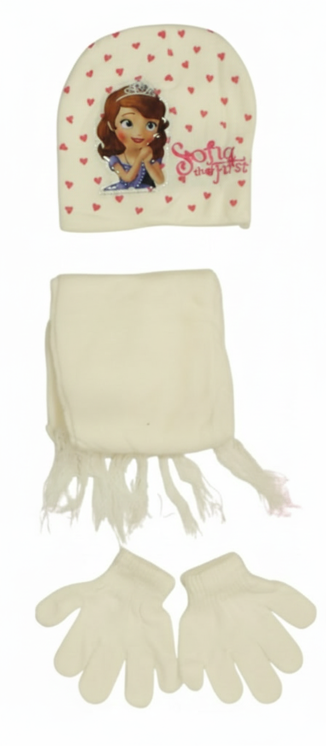 Sofia the First Kids Winter Set - Hat, Scarf & Gloves - Cream/White | AL1888 - Toys & Games - Lebanon