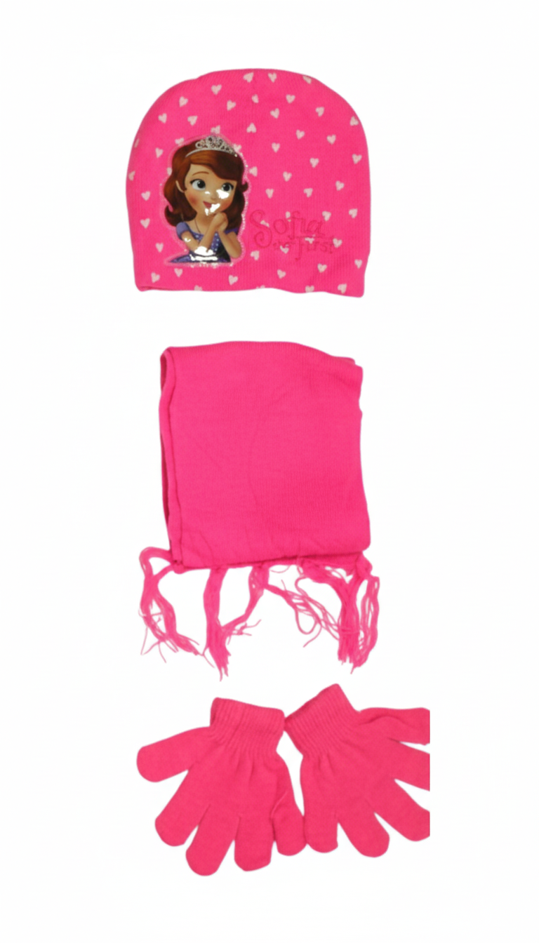 Sofia the First Kids Winter Set - Hat, Scarf & Gloves - Hot Pink | AL1888 - Toys & Games - Lebanon