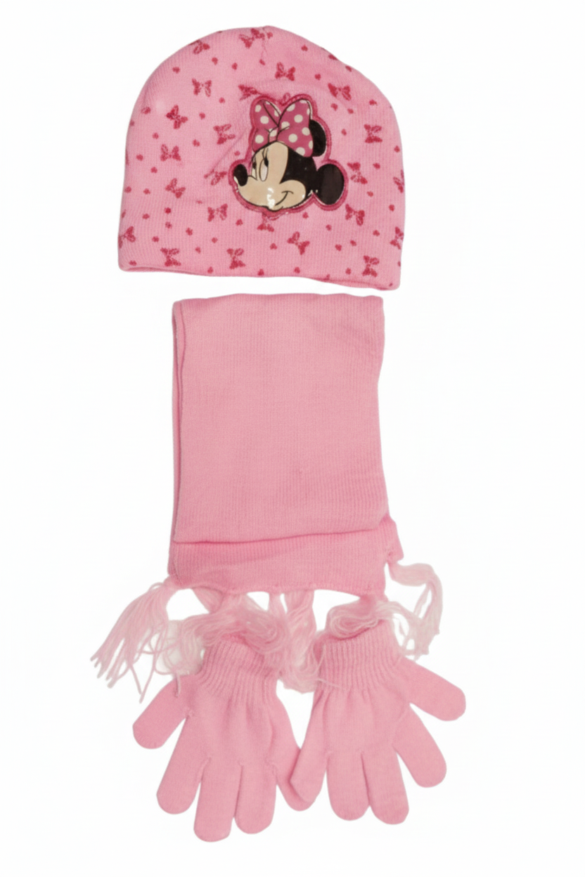 Minnie Mouse Kids Winter Set - Hat, Scarf & Gloves - Light Pink | AL1889 - Toys & Games - Lebanon