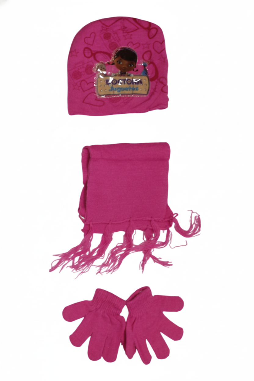 Doc McStuffins Kids Winter Set - Hat, Scarf & Gloves - Dark Pink | AL1890 - Toys & Games - Lebanon