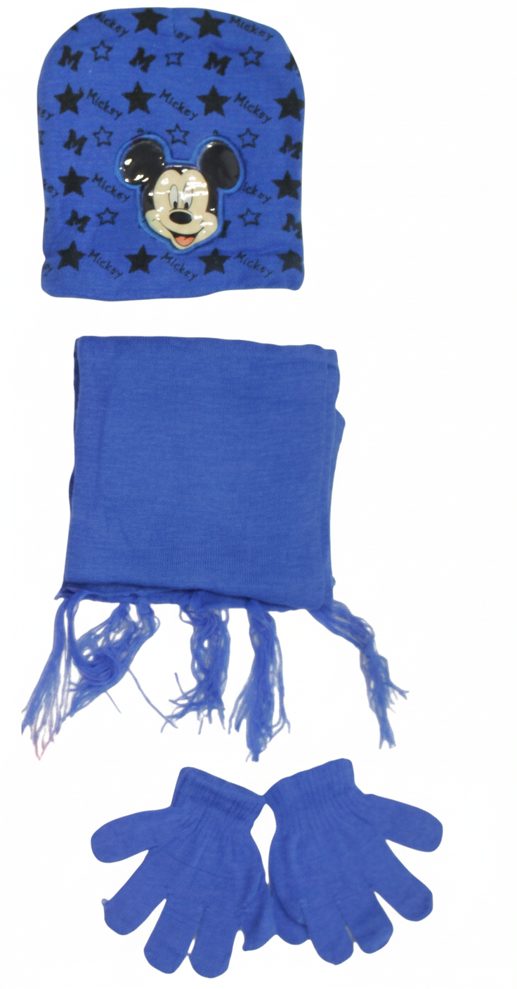 Mickey Mouse Kids Winter Set - Hat, Scarf & Gloves - Blue | AL1896 - Toys & Games - Lebanon
