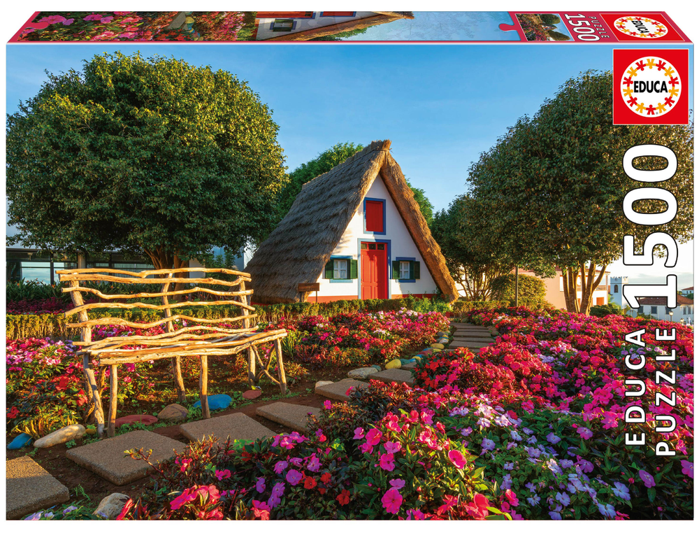 Educa 19938 - Traditional Cottage & Flower Garden 1500-Piece Jigsaw Puzzle | 19938