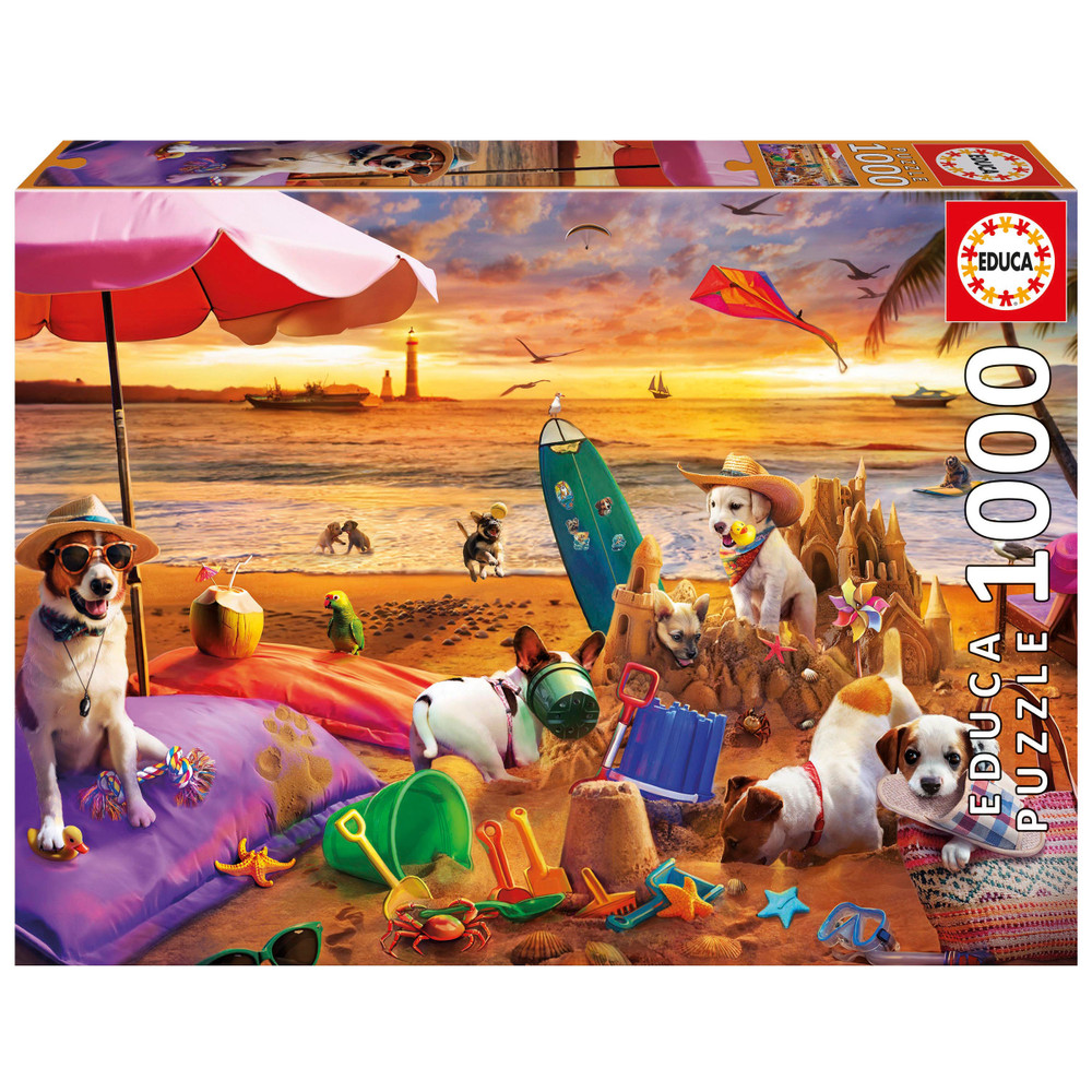 Educa Educa 20312 - Beach Puppies at Sunset 1000-Piece Jigsaw Puzzle | 20312 - Toys & Games - Lebanon