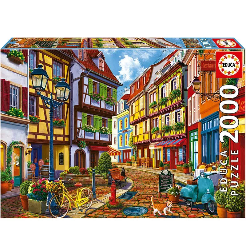 Educa Educa 19945 - Colorful European Old Town Street Puzzle 2000 Pieces - Vintage Architecture Series | 19945 - Toys & Games - Lebanon