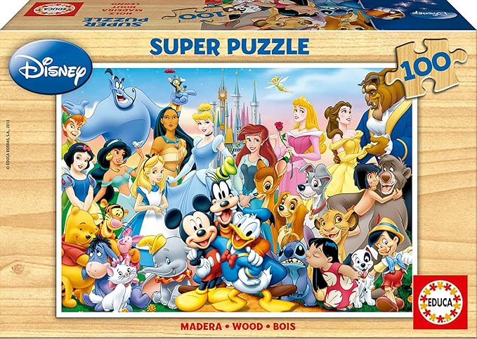 Educa Educa 12002 - Disney Characters Wooden Super Puzzle 100-Piece | 12002 - Toys & Games - Lebanon
