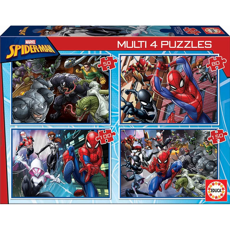 Educa Educa Marvel Spider-Man – Multi 4 Puzzle Set (50/100/150 pcs) | 18102 - Toys & Games - Lebanon