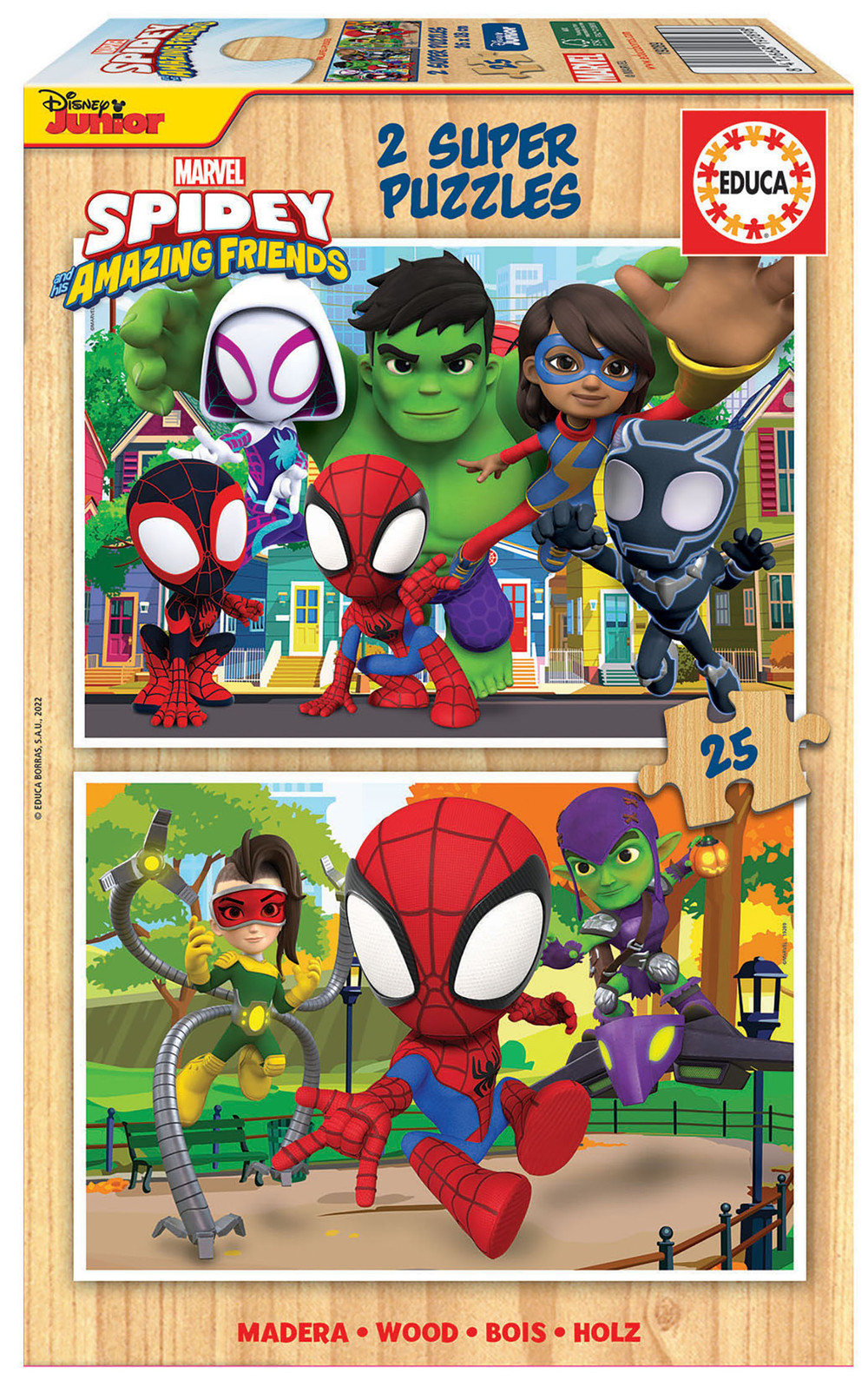 Educa Educa Spidey & Amazing Friends - 2 Wooden Super Puzzles 25 pcs | 19289 - Toys & Games - Lebanon