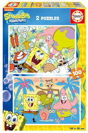 Educa Educa SpongeBob SquarePants - 2 Puzzles (100 pcs each) | 19389 - Toys & Games - Lebanon