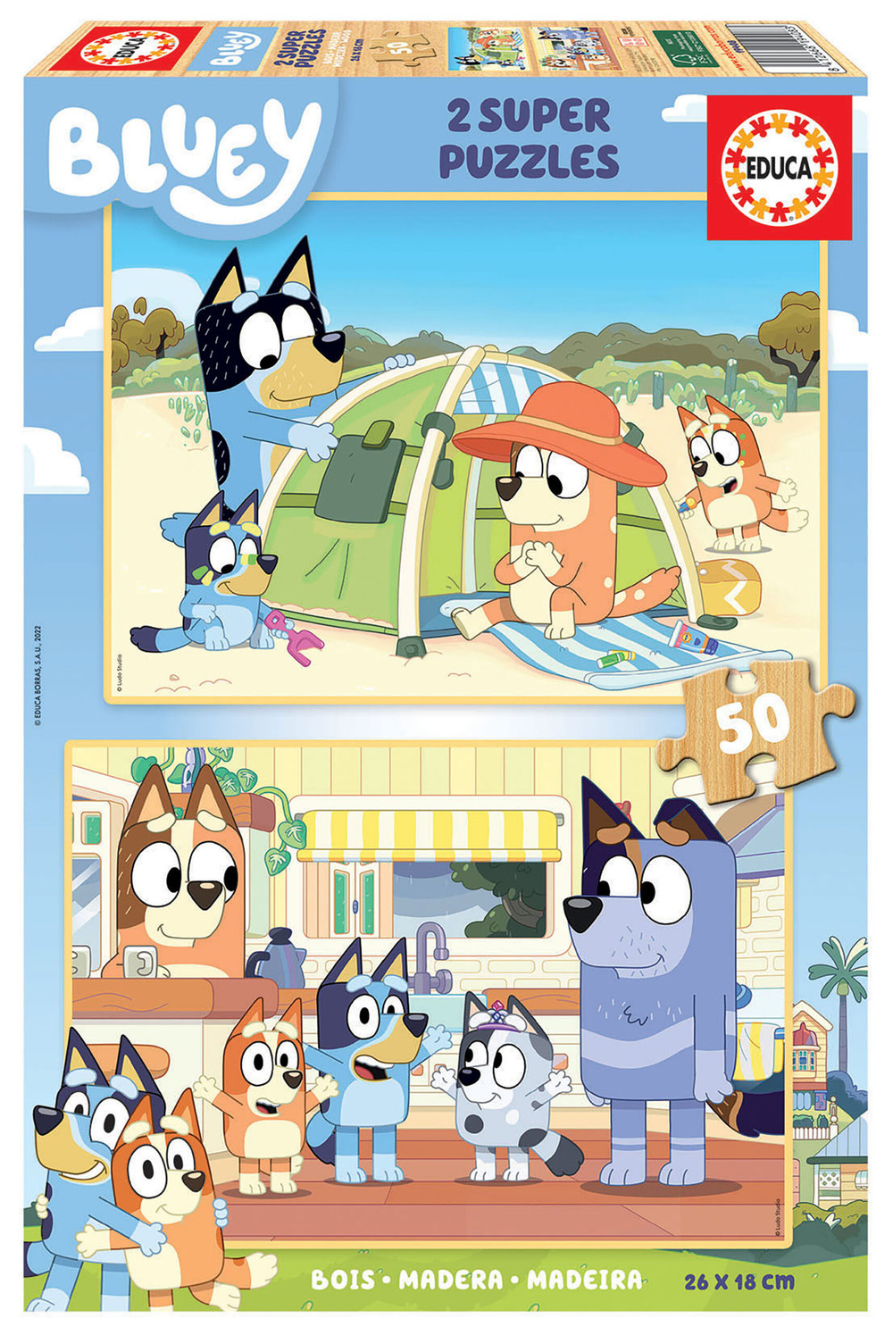 Educa Educa Bluey - 2 Super Puzzles 50 pcs (Wooden) | 19408 - Toys & Games - Lebanon