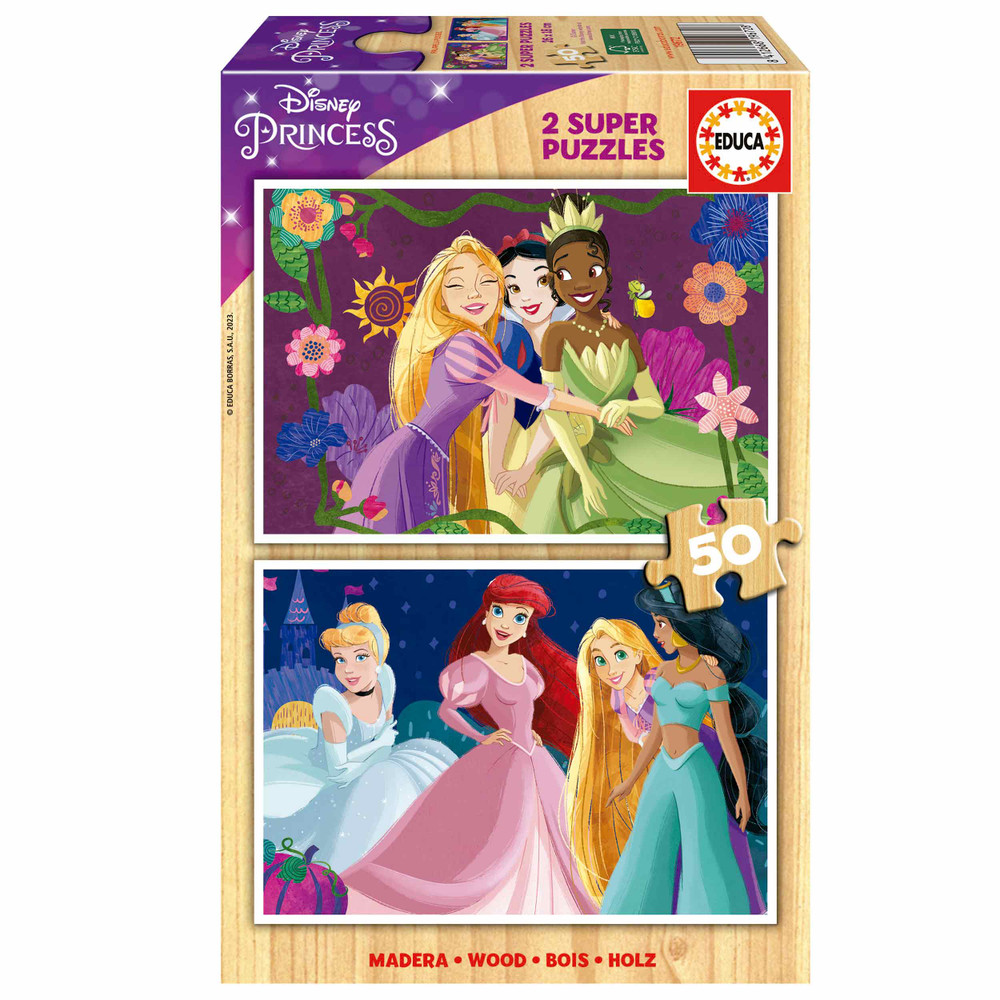 Educa Educa Disney Princess - 2 Super Wooden Puzzles 50 pcs | 19672 - Toys & Games - Lebanon