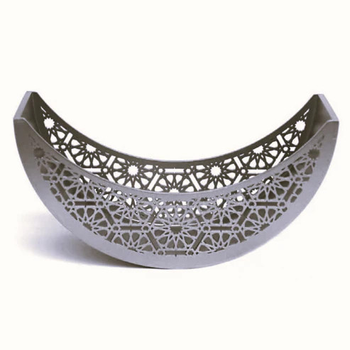 Alvima Articles Silver Arabesque Crescent Wooden Bowl | 29025-14-1S - Home & Kitchen - Lebanon