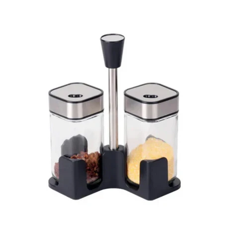BDR BDR Chrome Black Salt & Pepper Stand Set 2 pcs | B036008 - Home & Kitchen - Lebanon