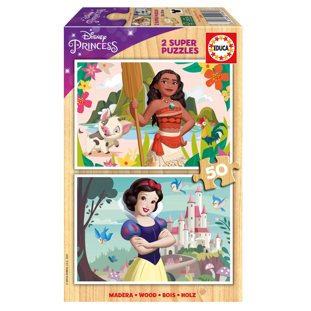 Educa Educa Disney Princess - Moana & Snow White 2 Super Puzzles 50 pcs | 19961 - Toys & Games - Lebanon