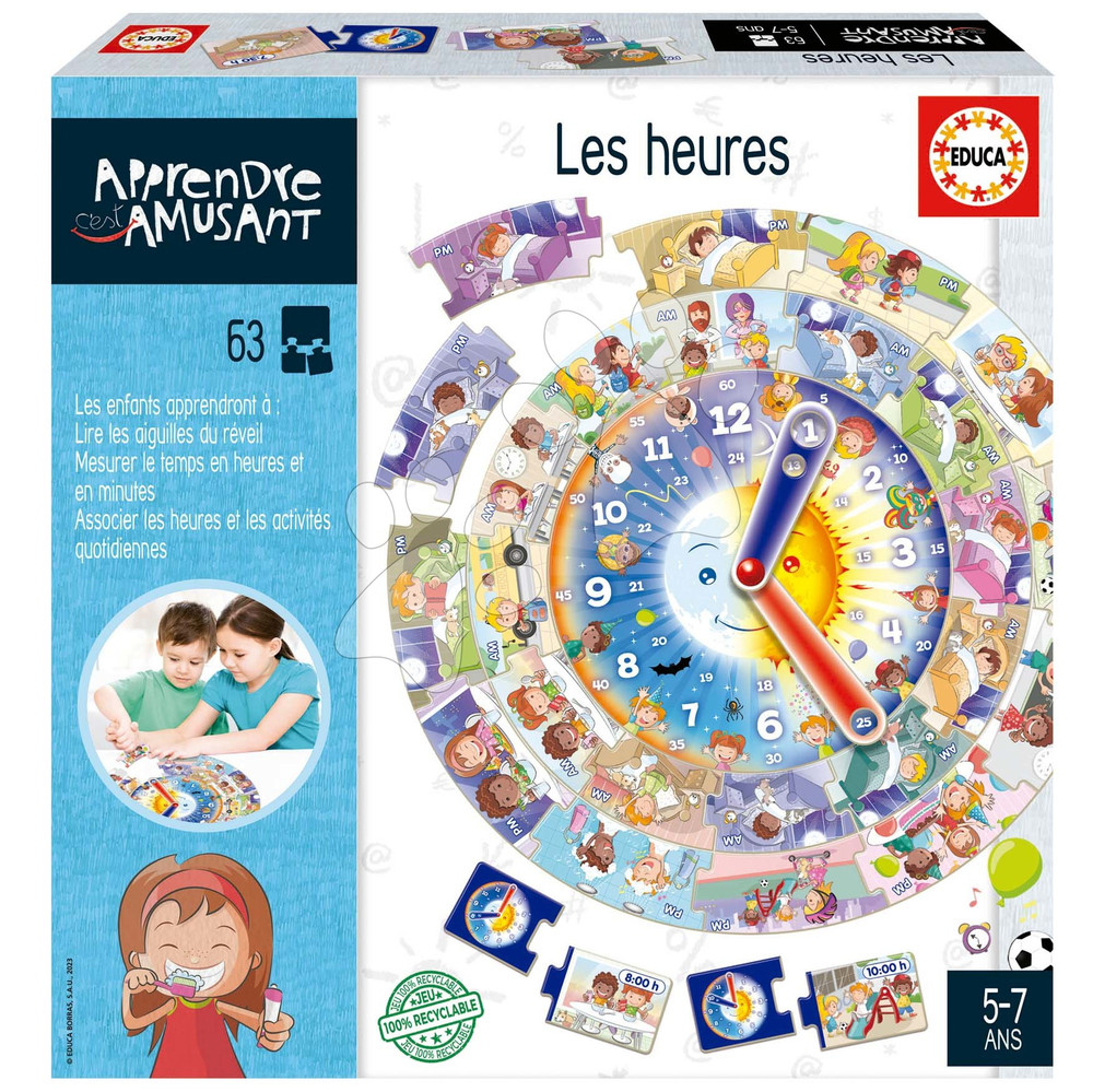 Educa Educa 19601 - Les Heures Learning Puzzle (63 Pieces) | 19601 - Toys & Games - Lebanon