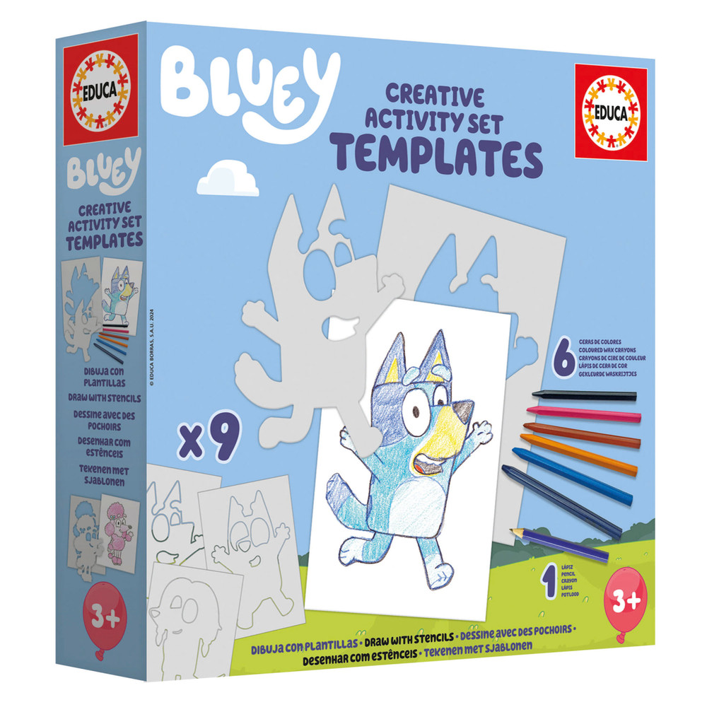 Educa Educa 19886 - Bluey Creative Activity Set Templates (9 Stencils + Crayons) | 19886 - Toys & Games - Lebanon