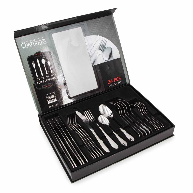 Cheffinger Cheffinger Cutlery set 24pcs inox | CF-22125# - Home & Kitchen - Lebanon