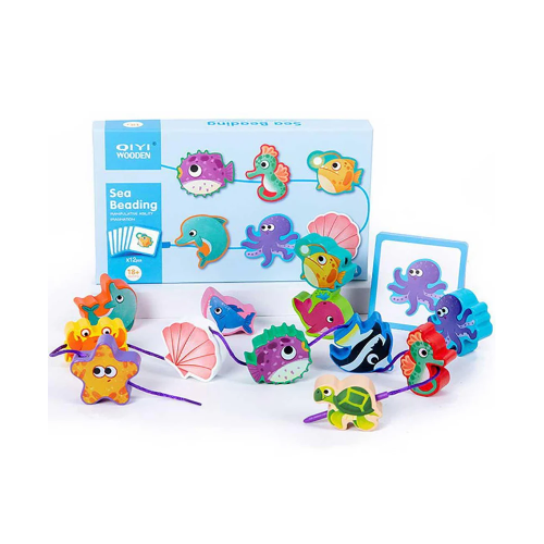  Wooden Ocean Animal Lacing & Stringing Bead Toy | WD2136A - Toys & Games - Lebanon