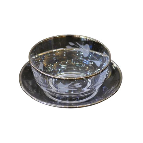 Cup & Saucer Cups & Saucers Glass Bowl & Plate Silver Ring | CS0004444# - Home & Kitchen - Lebanon